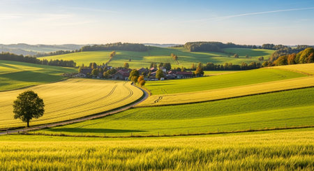 Organic Healthy Food, Fresh Fruits and Vegetables, Farm Animals and Scenic Countryside Landscape Collection.の写真素材