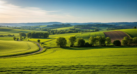 Organic Healthy Food, Fresh Fruits and Vegetables, Farm Animals and Scenic Countryside Landscape...