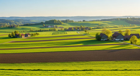 Organic Healthy Food, Fresh Fruits and Vegetables, Farm Animals and Scenic Countryside Landscape Collection.の写真素材