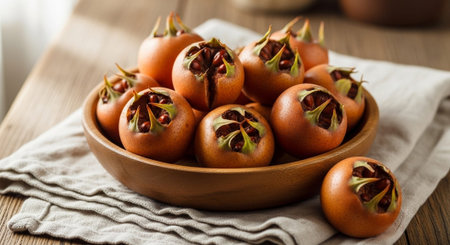 Fresh Ripe Fruits Isolated on Natural Background â Healthy Organic Tropical Fruit.の写真素材