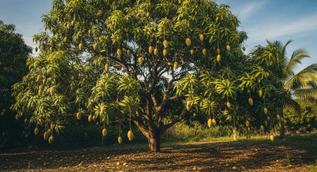 Fresh Ripe Fruits Isolated on Natural Background â Healthy Organic Tropical Fruit.の写真素材