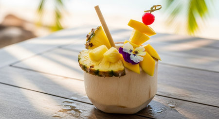 Fresh Ripe Fruits Isolated on Natural Background â€“ Healthy Organic Tropical Fruit.