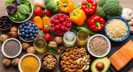 Organic Healthy Food, Fresh Fruits and Vegetables, Farm Animals and Scenic Countryside Landscape Collection.の写真素材