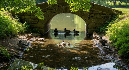 Traditional Farm Animals Grazing in Green Pasture at Sunset, Rural Countryside Landscape.の写真素材
