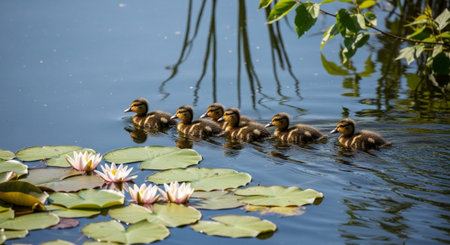 Traditional Farm Animals Grazing in Green Pasture at Sunset, Rural Countryside Landscape.の写真素材