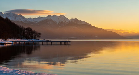 Sunset over Lake Wakatipu, Queenstown, New Zealand