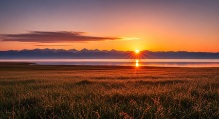 Sunset in the steppe. Altai, Siberia, Russiaの写真素材