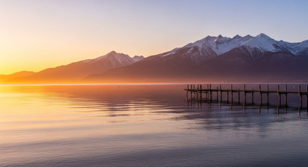 Wooden pier on Lake Tekapo, South Island, New Zealand