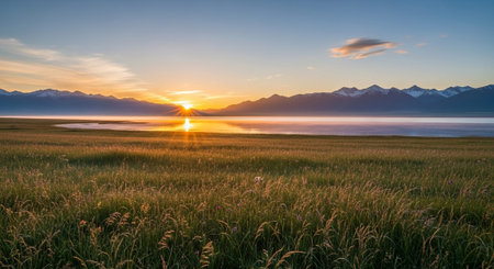 Sunset at Lake Tekapo, Canterbury, South Island, New Zealandの写真素材