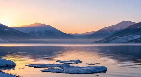 Sunrise over Lake Tekapo, Canterbury, New Zealand. Panoramic image.の写真素材