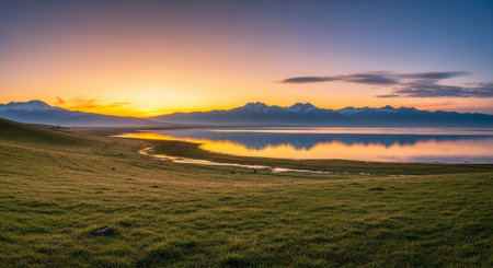 Sunset over Lake Tekapo, Canterbury, South Island, New Zealandの写真素材