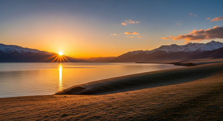 Sunset over lake Tekapo, South Island, New Zealand.の写真素材