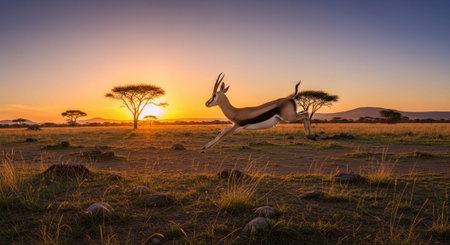 Wild Animals in Natural Habitat â Wildlife Photography Collection in Forest, Savannah, Snow and Sunset Landscapes.の写真素材