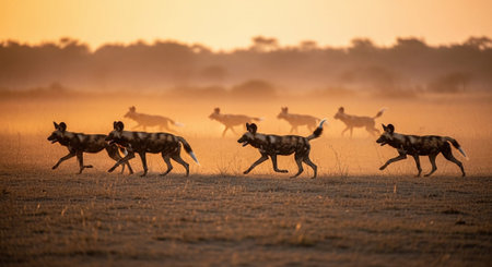 Wild Animals in Natural Habitat â Wildlife Photography Collection in Forest, Savannah, Snow and Sunset Landscapes.の写真素材