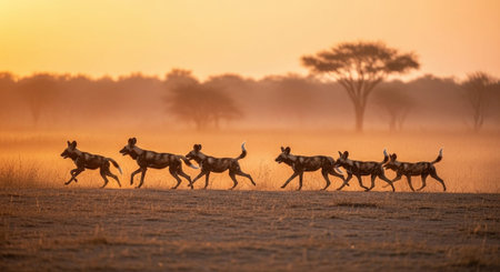 Wild Animals in Natural Habitat â Wildlife Photography Collection in Forest, Savannah, Snow and Sunset Landscapes.の写真素材