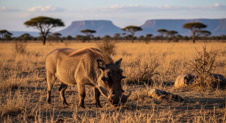 Wild Animals in Natural Habitat â Wildlife Photography Collection in Forest, Savannah, Snow and Sunset Landscapes.の写真素材