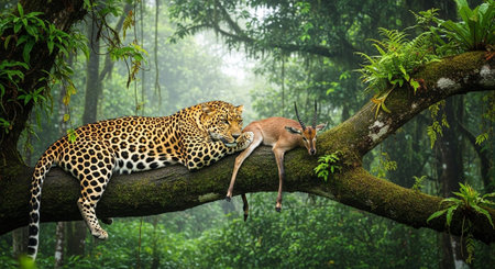 Wild Animals in Natural Habitat â Wildlife Photography Collection in Forest, Savannah, Snow and Sunset Landscapes.の写真素材