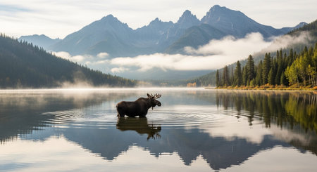 Wild Animals in Natural Habitat â Wildlife Photography Collection in Forest, Savannah, Snow and Sunset Landscapes.の写真素材