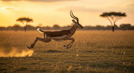 Wild Animals in Natural Habitat â Wildlife Photography Collection in Forest, Savannah, Snow and Sunset Landscapes.の写真素材