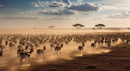 Wild Animals in Natural Habitat â Wildlife Photography Collection in Forest, Savannah, Snow and Sunset Landscapes.の写真素材