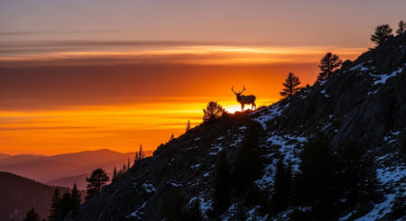 Wild Animals in Natural Habitat â Wildlife Photography Collection in Forest, Savannah, Snow and Sunset Landscapes.の写真素材