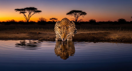 Wild Animals in Natural Habitat â Wildlife Photography Collection in Forest, Savannah, Snow and Sunset Landscapes.の写真素材