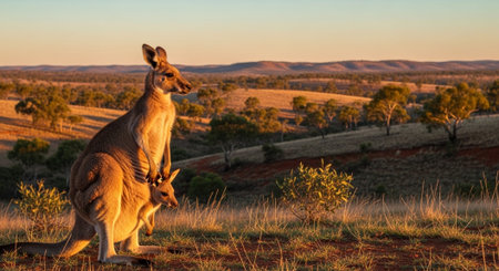 Wild Animals in Natural Habitat â Wildlife Photography Collection in Forest, Savannah, Snow and Sunset Landscapes.の写真素材