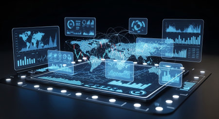 Modern Corporate Business Interior and Technology Environment.