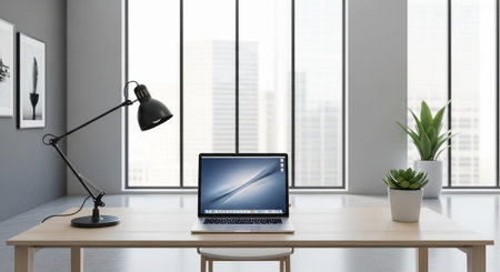 Modern Corporate Business Interior and Technology Environment.