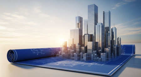 Modern Corporate Business Interior and Technology Environment.