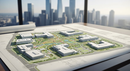 Modern Corporate Business Interior and Technology Environment.