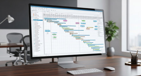 Modern Corporate Business Interior and Technology Environment.