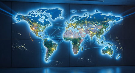 Modern Corporate Business Interior and Technology Environment.