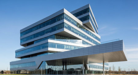 Modern Corporate Business Interior and Technology Environment.