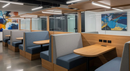 Modern Corporate Business Interior and Technology Environment.