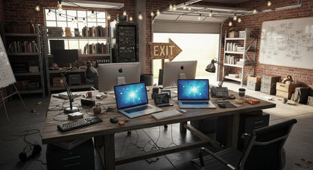 Modern Corporate Business Interior and Technology Environment.