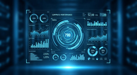 Modern Corporate Business Interior and Technology Environment.