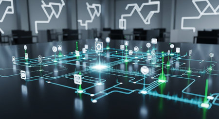 Modern Corporate Business Interior and Technology Environment.