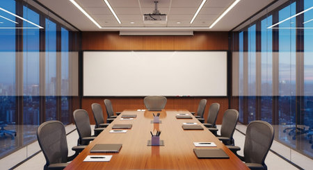 Modern Corporate Business Interior and Technology Environment.