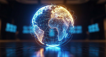 Modern Corporate Business Interior and Technology Environment.