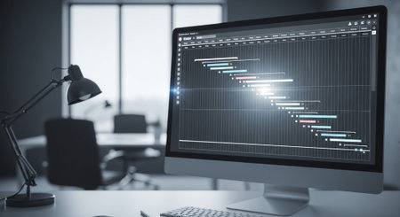 Modern Corporate Business Interior and Technology Environment.