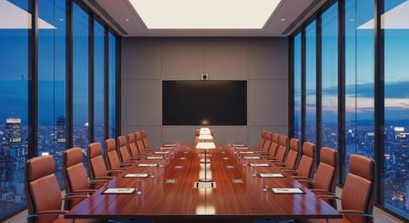 Modern Corporate Business Interior and Technology Environment.