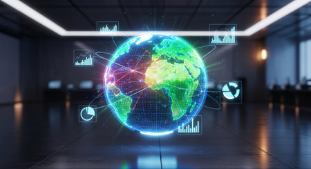 Modern Corporate Business Interior and Technology Environment.