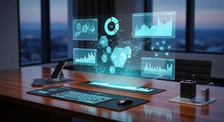 Modern Corporate Business Interior and Technology Environment.