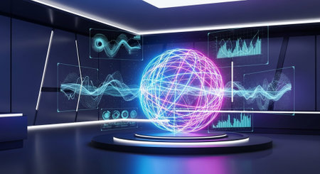 Modern Corporate Business Interior and Technology Environment.