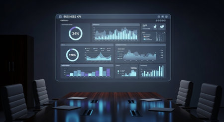 Modern Corporate Business Interior and Technology Environment.