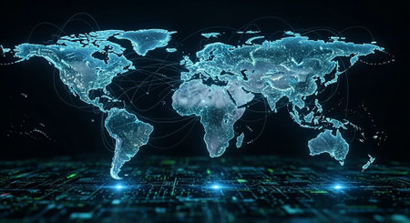 Modern Corporate Business Interior and Technology Environment.