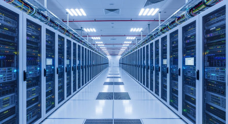 Modern Corporate Business Interior and Technology Environment.