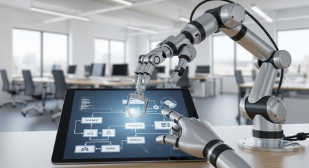 Modern Corporate Business Interior and Technology Environment.