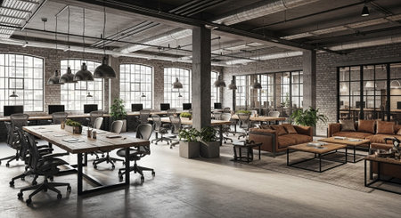 Modern Corporate Business Interior and Technology Environment.の写真素材